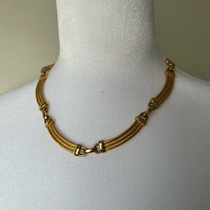 Christian Dior- Vintage Christian Dior Gold Plated Equestrian Rope Necklace 18”